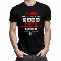Chlapec pre špeciálne úlohy - vlastník atraktívneho dievčaťa narodeného v júli - pánske tričko s potlačou