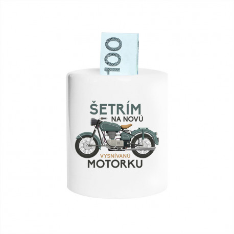 Šetrím na novú vysnívanú motorku - Keramická pokladnička s potlačou