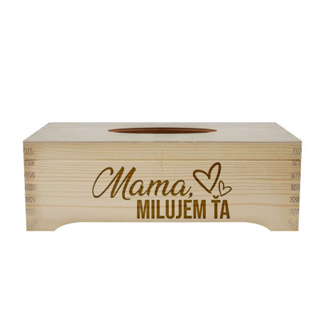 Mama, milujem Ťa - drevený box na vreckovky s gravírovaním