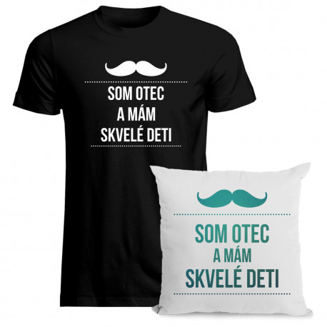 Sada pro tátu - Som otec a mám skvelé deti - tričko + vankúš s potlačou