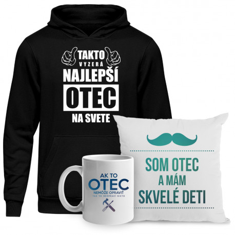 Sada pro tátu - Darček ku Dňu otcov - mikina + vankúš + hrnček s potlačou