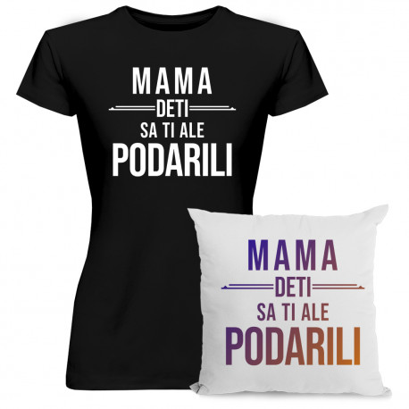 Sada pre mamu - Mama, deti sa ti ale podarili - tričko + vankúš s potlačou
