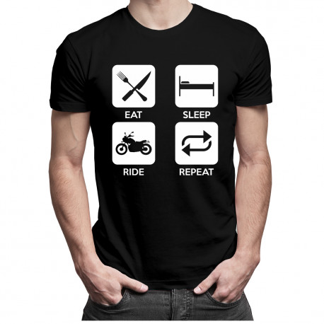 Eat sleep ride repeat  - pánske tričko s potlačou
