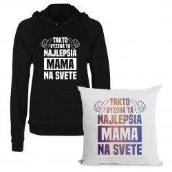 Sada pre mamu - Takto vyzerá tá najlepšia mama na svete - mikina + vankúš s potlačou