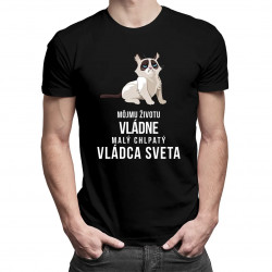 Môjmu životu vládne malý chlpatý vládca sveta - pánske tričko s potlačou