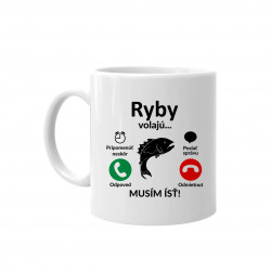 Ryby volajú, musím ísť - keramický hrnček s potlačou