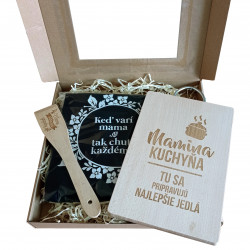Darčeková sada pre mamu - zástera + doska na krájanie + špachtľa